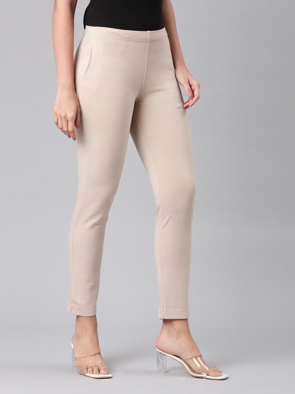 Image of GO COLORS Ponte Smart Kurti Pants Full Length for Women | Breathable, Mid Rise