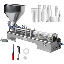 Horizontal Pneumatic Paste Filling Machine, 40 Liters Hopper Pneumatic Filling Machine + 600 Ml Paste Cosmetics, Used For Chemical, Food, Cosmetics Quantitative Filling
