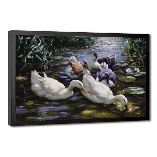 Impression sur toile Five Ducks par Alexander Max Koester cadre inclus 30x45 cm