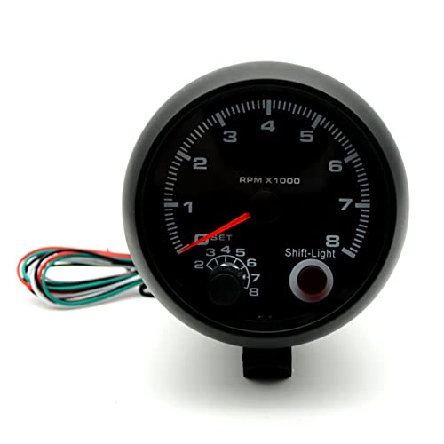 Tachometer Gauge, 3.75'' Car Universal Black Tachometer Gauge Blue Inter Shift Light 0-8000 Rpm #TOP4