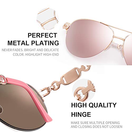Fenchi Classic Aviator Sunglasses For Women Mirrored Lens Chain Arms Half Rim Metal Frame Sun Glasses Uv 400 Protection 60Mm #TOP2