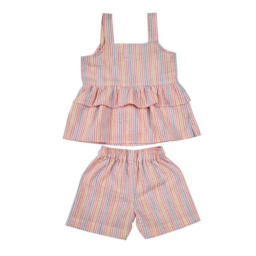 Image of Multi Stripes Peplum Cord Set for Girls