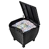 Outdoor wicker storage box with cover 13 gallon pe rattan deck box for outside with waterproof liner patio storage chest with hinged lid for cushions pillows towels horizontal bin black  urban country home decor
