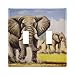 YYZZH Oil Painting Elephant Animal With Baby Child In Autumn Forest Woodland Double Toggle Switch Cover Switch Plate Light Outlet Wall Plate Decoration Wallplate Cover