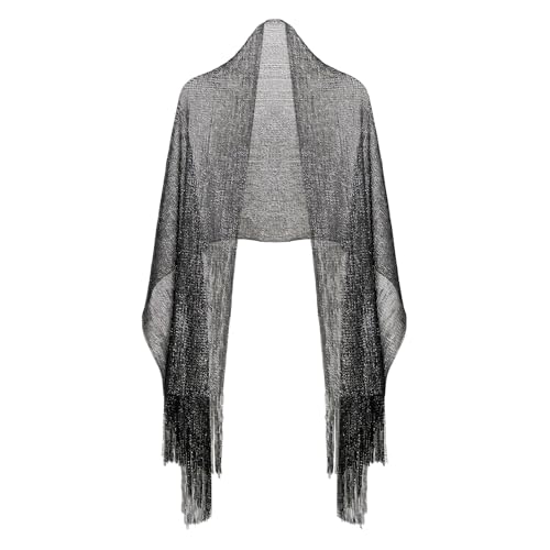 Basic Sense Châle en filet métallique pour femme | Écharpe de soirée étincelante | Enveloppe de mariage élégante et cache-maillot pour robes formelles,...