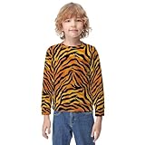 MZERSE Soft Kids Crew Neck Pullover Cool Animal Print Tiger Stripes, Long Sleeve Sweatshirt for All Seasons, 8-10Y