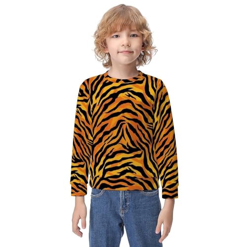 MZERSE Soft Kids Crew Neck Pullover Cool Animal Print Tiger Stripes, Long Sleeve Sweatshirt for All Seasons, 8-10Y