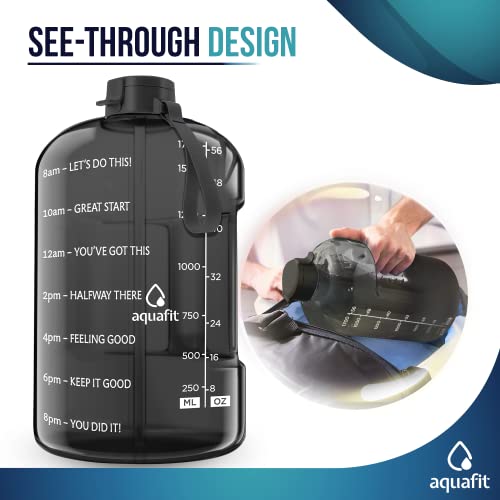 Aquafit Half Gallon Water Bottle With Straw, Times To Drink - 64 Oz - Water Jug - Motivational - Large Sports Water Bottle With Time Marker For Gym #TOP7