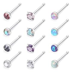 J: 20g nose pin (mix color cz top)