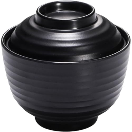 スープボウル メラミン 味噌汁ボウル 小さめ ラーメンボウル 和風 味噌ボウル 丼鉢 食品容器 キッチン飯碗 蓋付き 模造磁器 スープ用