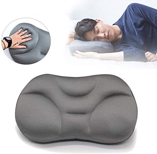DOUFAN All-round Cloud Pillow All-round Sleep Pillow,Deep Sleep Addiction 3D Ergonomic Pillow Washable Polyester Pillowcase Cover With Micro Airballs Filling Travel Neck Pillows (Gray)