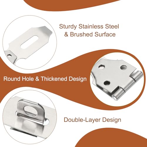 Image of PATIKIL Door Lock Hasp Latch 3 Inch, 4 Pcs Stainless Steel Safety Hasp Lock Clasp Hinge Packlock with Screws for Door Gate Cabinet Closets, Silver