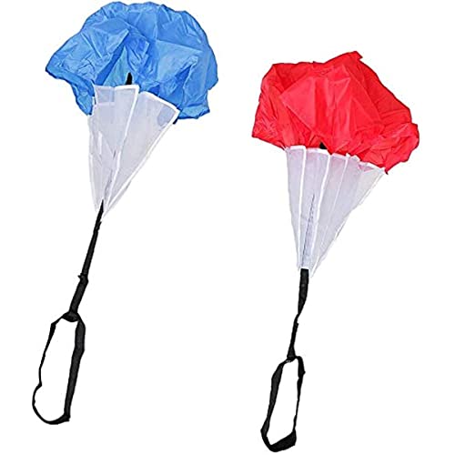 2 Pack 43 Inch Kids Junior Drag Chute Running Speed Power Training Parachute (Red + Blue)