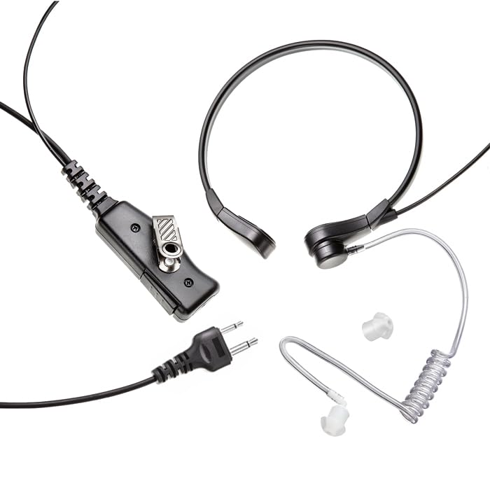 Throat SWAT Tactical Covert Acoustic Tube Earpiece for ICOM 2 Pin Radio, Black