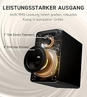 Edifier M60 Multimedia-Lautsprecher Bluetooth 5.3, 66W RMS, Hi-Res Audio & Hi-Res Wireless Audio, LDAC, 3" Mittelbass & 1" Hochtöner, USB-C & Aux-Eingänge, Kompakter Desktop Lautsprecher - Schwarz – Ansicht 4