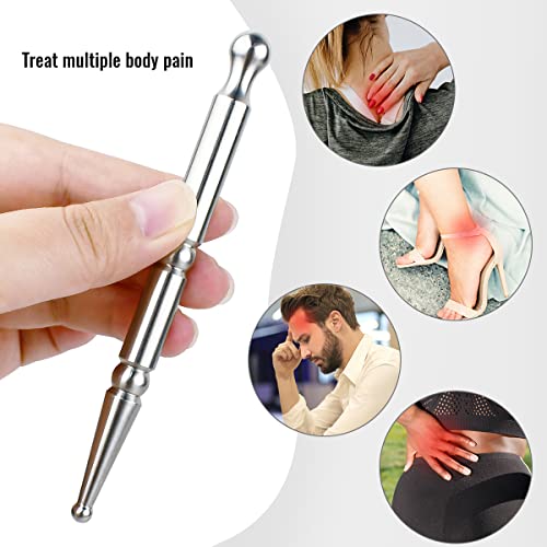 1 Pcs Stainless Steel Acupuncture Massage Pen, Double Headed Body Point Probe Pen Manual Deep Tissue Massage Tool For Facial Reflexology Massage And Full Body Meridian Pain Relief (Silvery) #TOP4