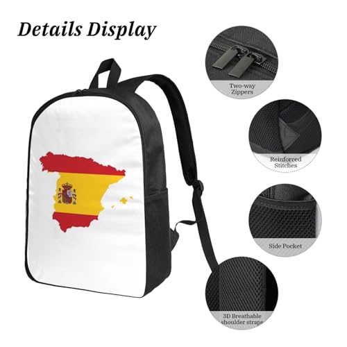 Mochila escolar ligera con estampado de mapa español y complementos acolchados 5