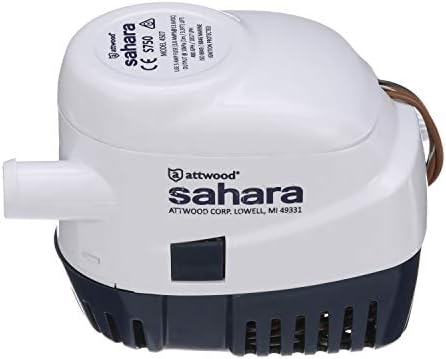 Attwood 4507-7 Sahara S750 Automatic Bilge Pump, 12-Volt, 1.5-Amp Draw, ¾-Inch Interior Diameter Hose, 29-Inch 16-Gauge Wire