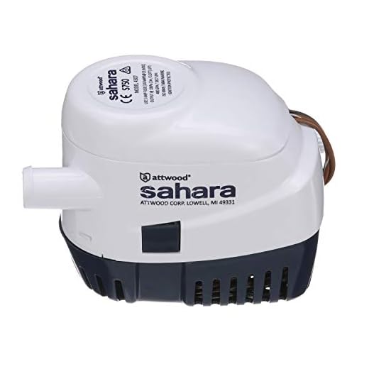 Attwood 4507-7 Sahara S750 Automatic Bilge Pump, 12-Volt, 1.5-Amp Draw, ¾-Inch Interior Diameter Hose, 29-Inch 16-Gauge Wire