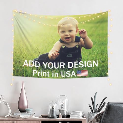 ANSTING Custom Tapestry with Photo Ships Next Business Day Print in USA Personalized Picture Text Wall Hanging Banner Customized Image Background for Bedroom Decor (60x40in)