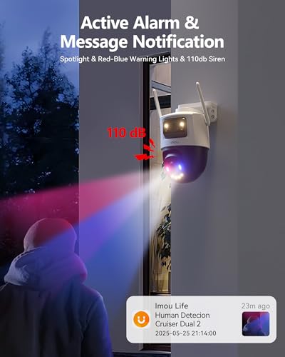 Image of Imou 10MP Outdoor Security Camera with Dual Lens, Wireless Wifi CCTV Home Camera with AI Human Vehicle Detection /Color Night Vision /Work w /Alexa, Cruiser Dual 2 3K+3K Outdoor Surveilliance Camera
