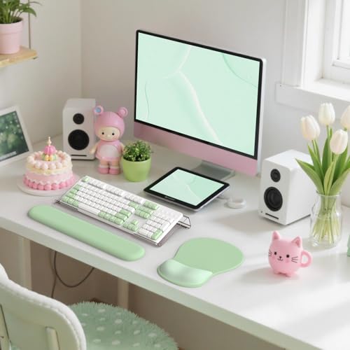 Repose-poignet pour clavier anti douleur et tapis de souris acrylique vert
