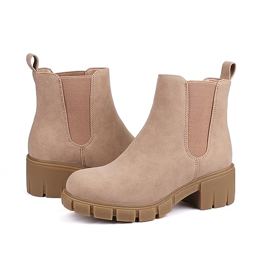 Image of starmerx Women's Platform Chelsea Ankle Boots Chunky Heel