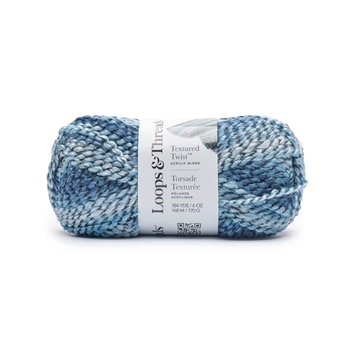 Loops & Threads Textured Twist Yarn - Yarn for Knitting, Crochet, Weaving, and Arts & Crafts - Blue Yonder, Acrylic Blend, 6 oz