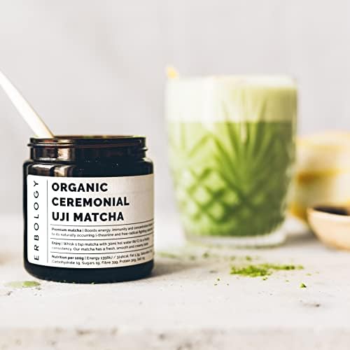 100% Organic Ceremonial Grade Matcha 40g - Tencha Stone-Ground - Straight from Farm in Kyoto, Japan - Energising and Stress-Reducing - Non-GMO - Recyclable Glass Jar