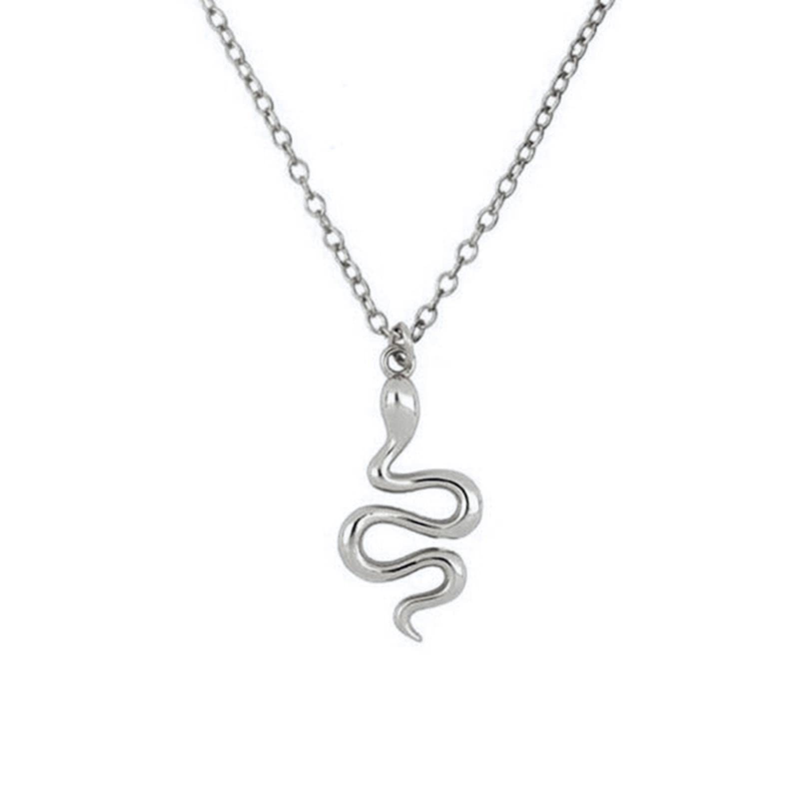 Collar de Plata 925 con Colgante de Serpiente Animal Lindo para Mujer, Largo Ajustable, joyería Exquisita, Fiesta, Regalo de graduación (Plata a)