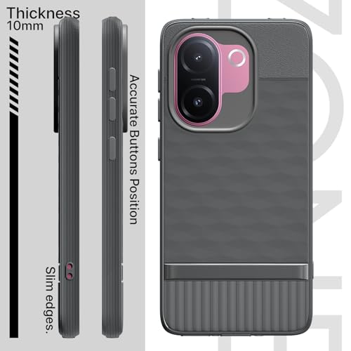 Image of Pikkme Back Cover for Vivo V60e 5G Camera Protection 3D Hexa Cube Design Silicone Protective Bumper Case (Grey)