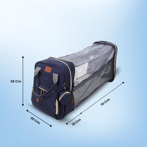Image of Diaper Bag Backpack with Built-in Changing Station,Large Capacity Waterproof Mummy Bag with Bassinet,Insulated Pockets,Laptop Compartment & Organizer for Baby Essentials Travel,Unisex-Navy Blue