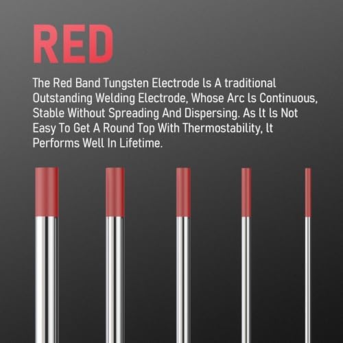 TIG Welding Tungsten Electrode 2% Thoriated 3/32" x 7" (Red, EWTh-2) 10-pk YESWELDER