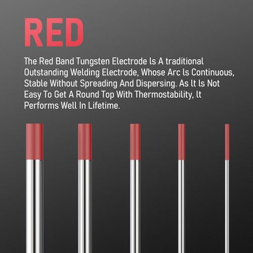 TIG Welding Tungsten Electrode 2% Thoriated 3/32" x 7" (Red, EWTh-2) 10-pk YESWELDER