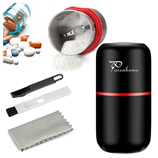Electric Pill Crusher Grinder, Pill Cutters for Small or Large Pills, Medication and Vitamin Tablets to Fine Powder, Pill Pulverizer Use for Feeding Tube, Kids or Pets with Brush, Spoon and Colth