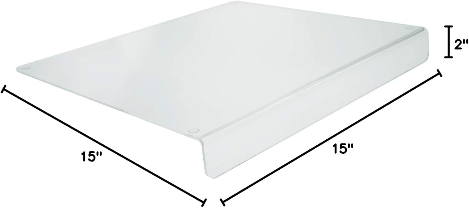 Source One Premium Clear Acrylic Counter Top Cutting Board 15 x 15 OR 16 x 18 Inches Available w 2 Inch Lip (15 x 15)