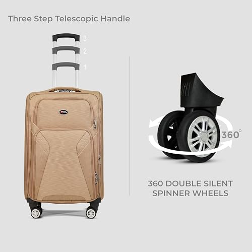 Image of Bite 2-Piece Softside Trolley Luggage Set | Telescopic Handle | 360 Spinner Wheels, Telescopic Handle, Front Pockets, Twill Fabric, Travel Bag, 5 Years Warranty