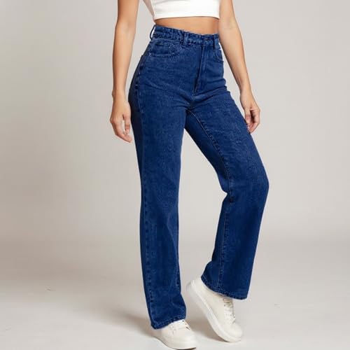 Straight Leg Jeans for Women High Waist Stretch Boyfriend Baggy Jeans Colored Wide Leg Jean Mom Denim Palazzo Pants3