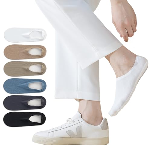 Caudblor 6 Pack Men's No Show Ankle Socks,Non-Slip Low Cut Liner Socks with Heel Grip for Loafers Sneakers, Sizes 7-10