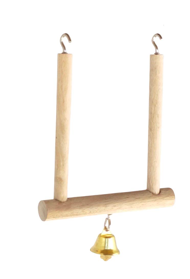 KSK Bird Swing, Parrot Cage Bite Toys Colorful Wooden Hanging Ladder Swing for Budgies Parakeet Cockatiel Conure Lovebirds Finch Birds(Small)