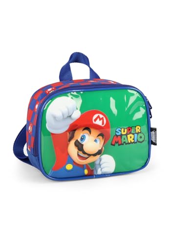 Lancheira Infantil Escolar Luxcel Super Mario - Azul, Verde e Vermelho