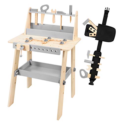 Mamabrum Gelateria in Legno su Ruote per Bambini 3+ con Accessori - Carretto dei Gelati, Set da Gioco Educativo per Bambini