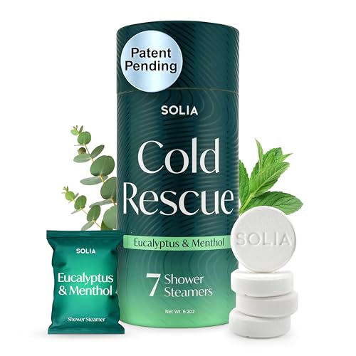 Image of Solia Congestion Eucalyptus & Menthol Natural Shower Steamers - Patent-Pending - Real Essential Oil Menthol Tablets, Spa Steamers Aromatherapy, 7-Pack