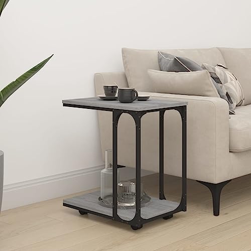 Vetnasa Mesa Auxiliar con Ruedas Madera Gris Sonoma 50x35x55,5 cm Mobiliario, Mesas, Mesas Decorativas, Mesas auxiliares Gris 6,3 KG