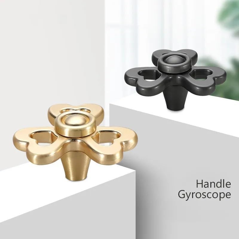 Creative Rotatable Furniture Handle Poignee Meuble Cabinet Knobs and Door Cupboard Drawer Kitchen Pull Rotating Gyro Handle 1Pcs (Color : Gold)
