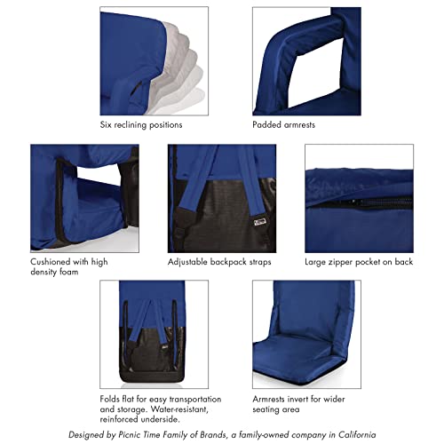 Image of PICNIC TIME Navy Los Angeles Rams Ventura Seat Portable Recliner Chair,618-00-138-334-2