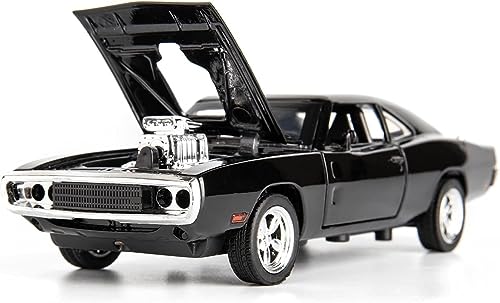 Image of Alloy Metal Pull Back Die-cast Car 1:32 Fast and The Furious Dodge Charger Diecast Metal Pullback Toy car with Openable Doors, Light Music Boys Gifts Toys for Kids -Black