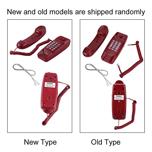 Desktop Wand Kompakttelefon,Platzsparendes Festnetztelefon Mit Anrufbeantworter Blitzfunktion und Stummschaltung für Hotel Hause Büro,Schwarz Rot weiß (Purpurrot)