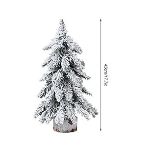 2 pack pre lit artificial mini christmas tree 18 inch snow flocked artificial pine tree with led lights tabletop snowy xmas tree with wood base for room porch table centerpieces decor  urban country home decor