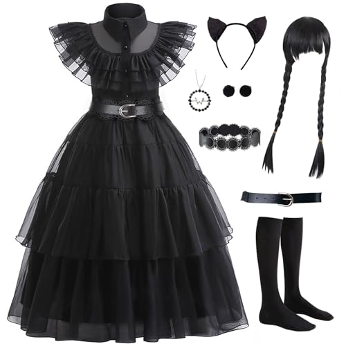 Vestido Negro para Niñas de 4-5 Años Addams Family miniatura 1